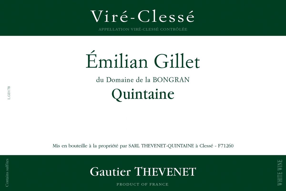 Domaine de la Bongran - Vire Clesse - CUVEE EMILIAN GILLET 2022 0,75 L
