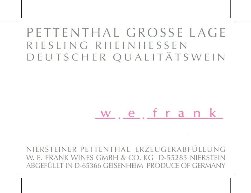 Weingut W.E. Frank - Riesling Pettenthal Grosse Lage 2018 0,75 L