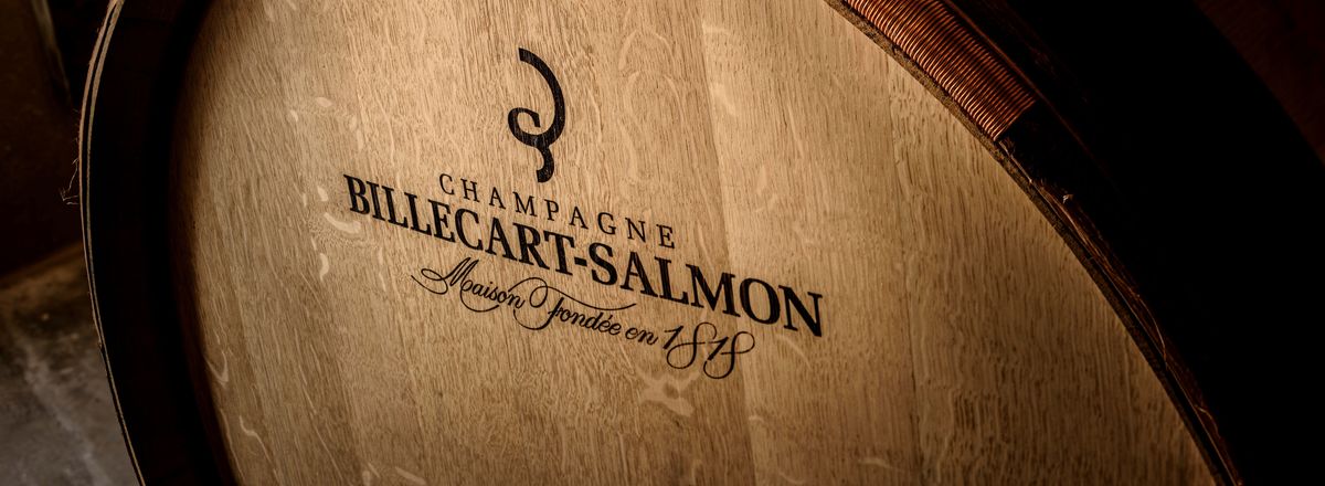 Hölzernes Weinfass mit Schriftzug von Billecart Salmon