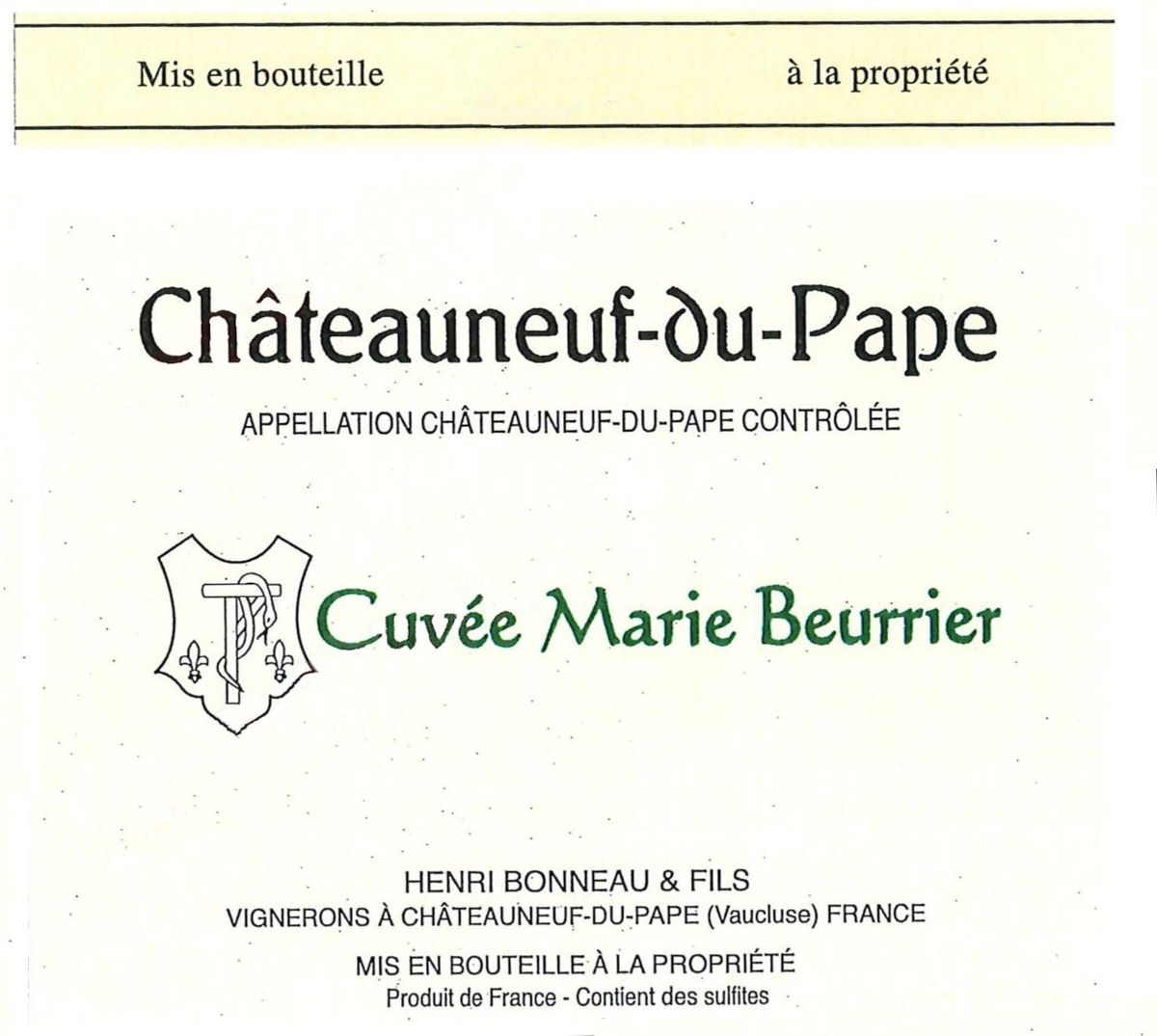 Domaine Henri Bonneau - Chateauneuf du Pape Cuvee Marie Beurrier 2019
