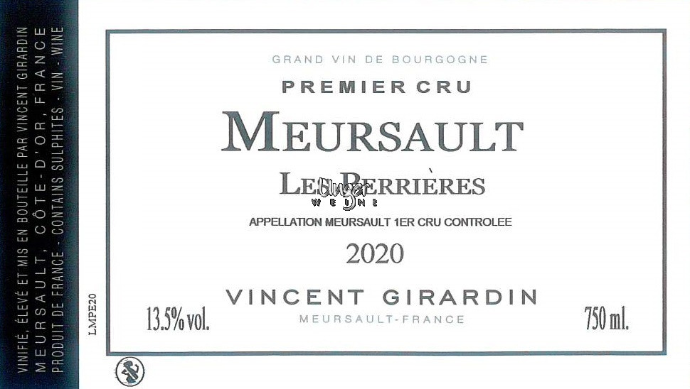 2021 Meursault Perrieres 1er Cru Girardin, Vincent Cote de Beaune