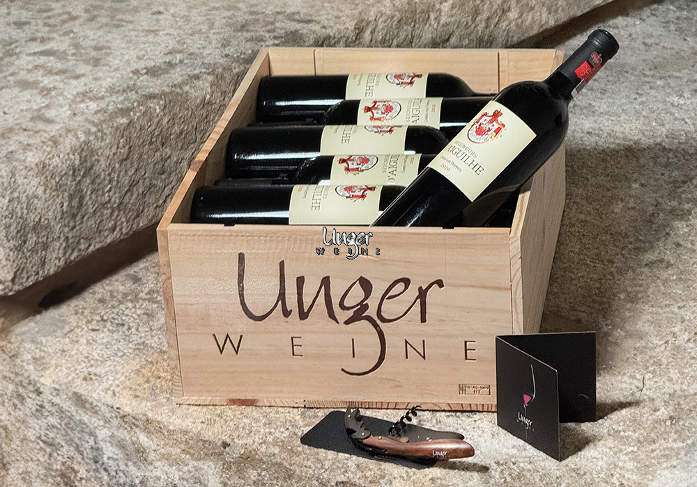2020 Seigneurs d´Aiguilhe "Unger Weine - 12er OHK, Korkenzieher, Drop Stop" Chateau d´Aiguilhe Cotes de Castillon