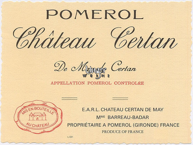 2016 Chateau Certan de May Pomerol