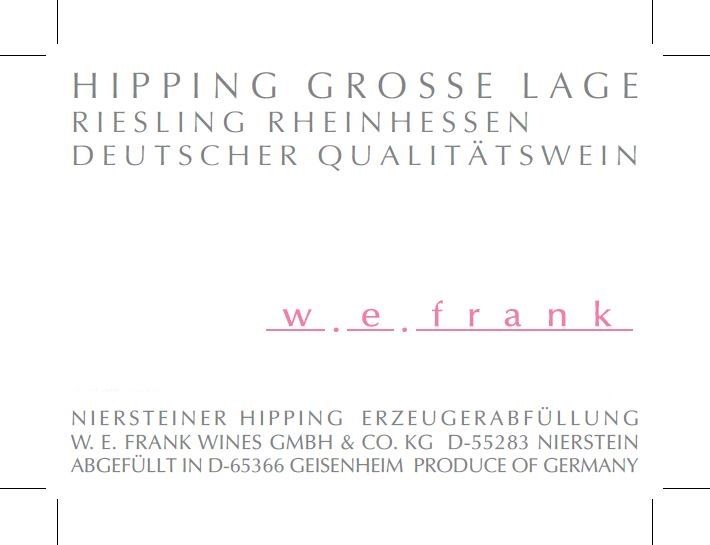 Weingut W.E. Frank - Riesling Hipping Grosse Lage 2016
