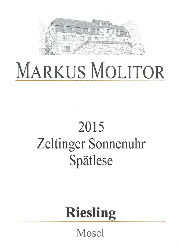 Molitor, Markus - Zeltinger Sonnenuhr Riesling Spätlese Weisse Kapsel 2015 0,75 L