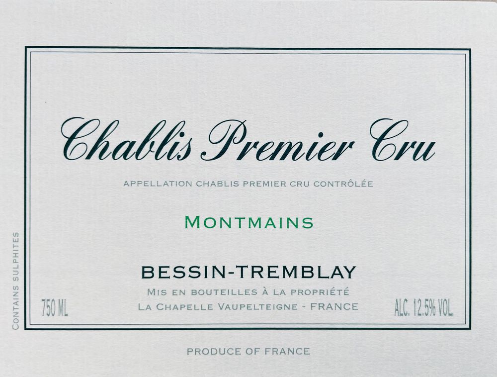 Domaine Bessin Tremblay - Chablis Montmains 1er Cru 2023