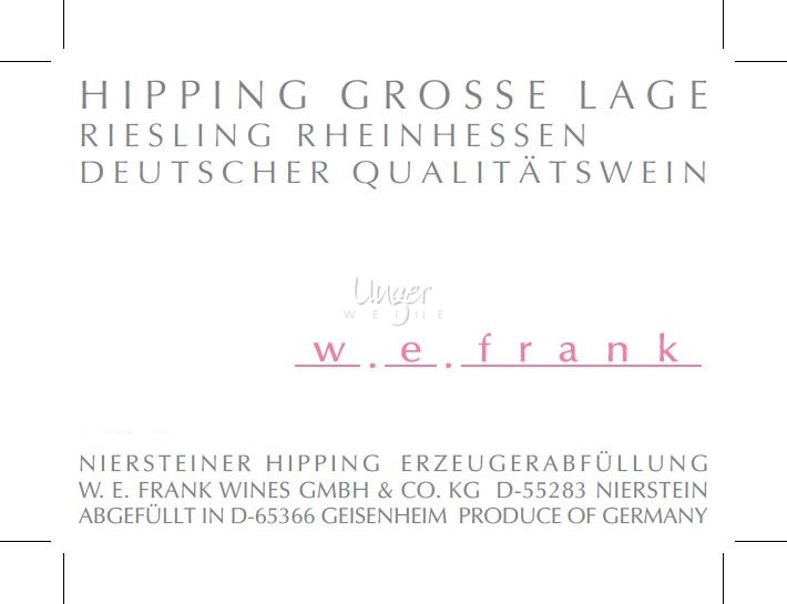 Weingut W.E. Frank - Riesling Hipping Grosse Lage 2018