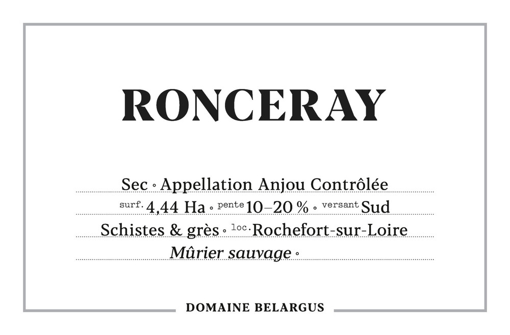 Domaine Belargus - Ronceray 2022 0,75 L