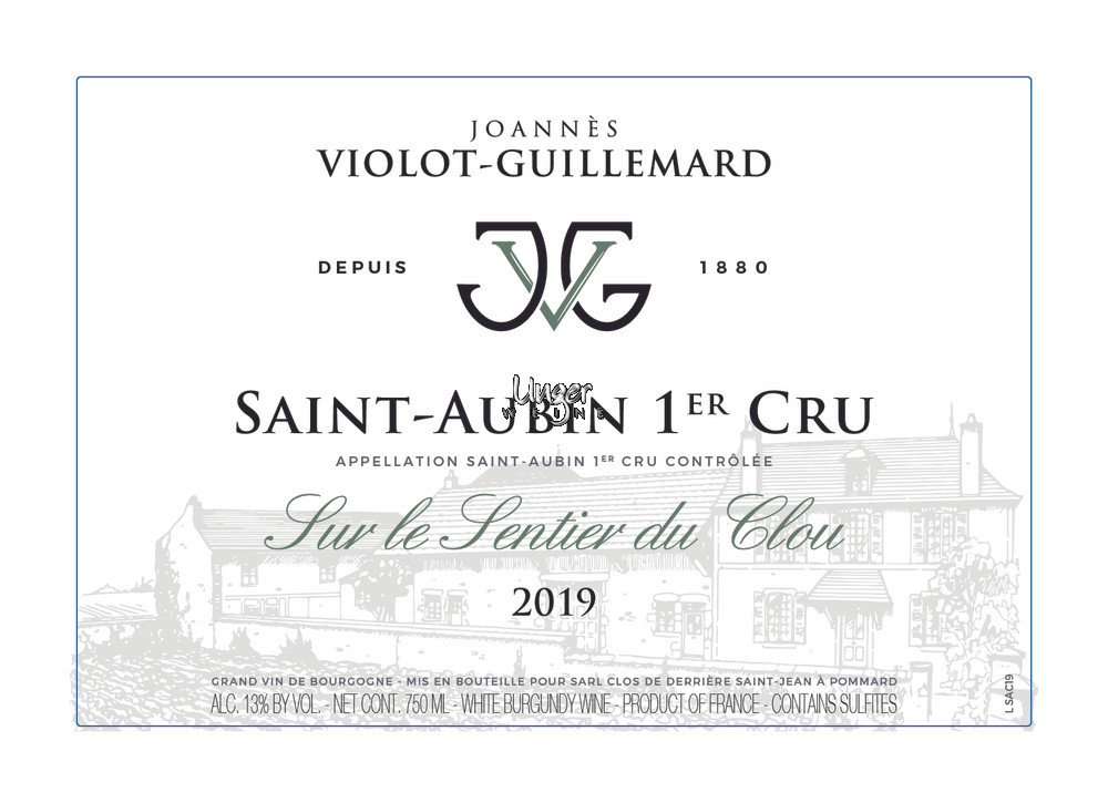 2019 Saint Aubin Sur le Sentier du Clou 1er Cru Joannes Violot-Guillemard Cote de Beaune