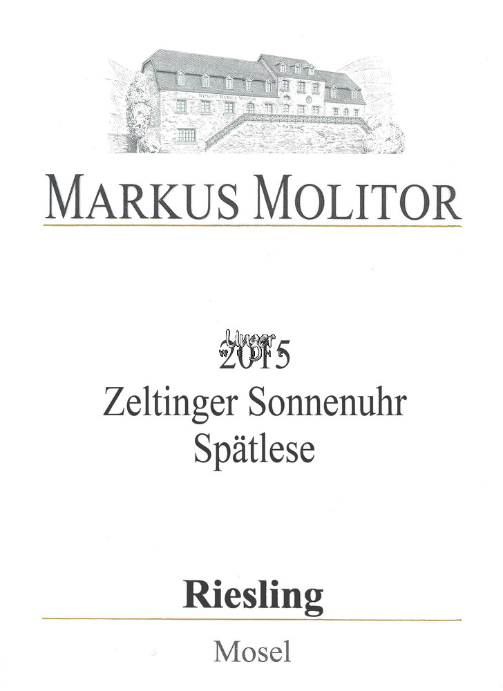 2015 Zeltinger Sonnenuhr Riesling Spätlese Weisse Kapsel Molitor, Markus Mosel