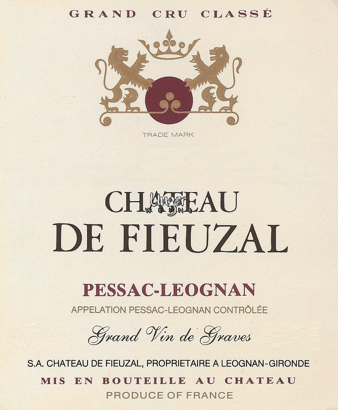 1996 Chateau de Fieuzal Rouge Chateau de Fieuzal Pessac Leognan