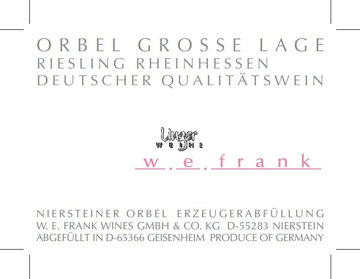 2018 Riesling Orbel Grosse Lage Weingut W.E. Frank Rheinhessen