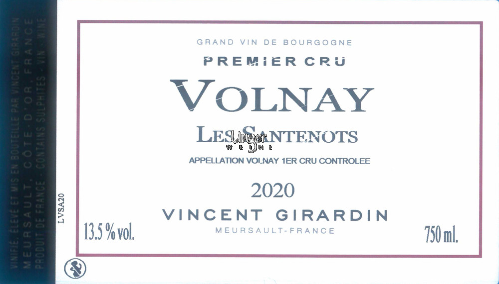 2021 Volnay 1er Cru Les Santenots Girardin, Vincent Cote de Beaune