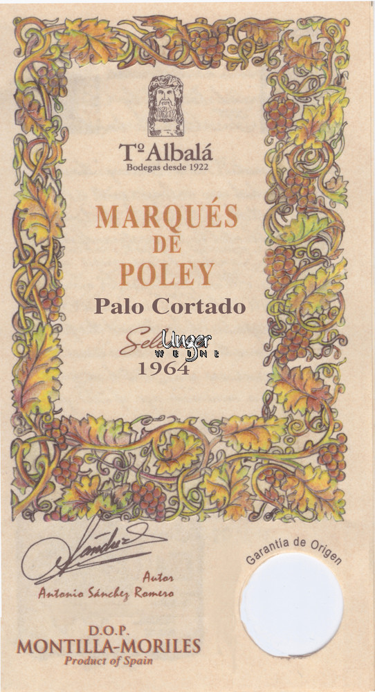 1964 Palo Cortado Marques de Poley Seleccion Toro Albala DO Montilla Moriles