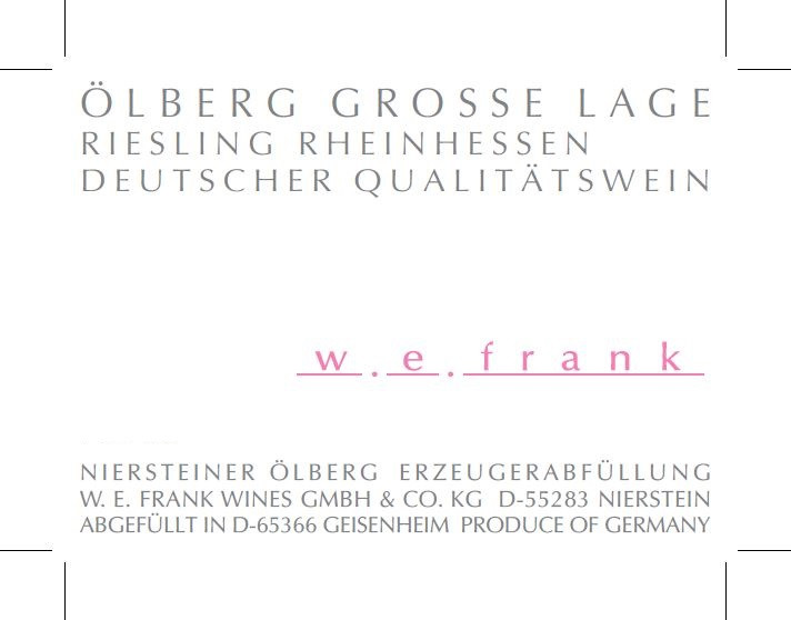 Weingut W.E. Frank - Riesling Ölberg Grosse Lage 2018 0,75 L