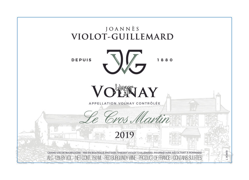 2019 Volnay Le Cros Martin Joannes Violot-Guillemard Burgund