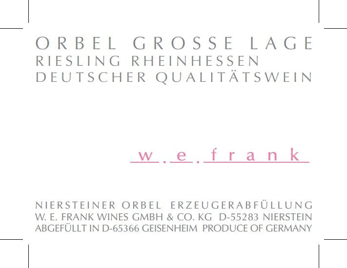 Weingut W.E. Frank - Riesling Orbel Grosse Lage 2018 0,75 L