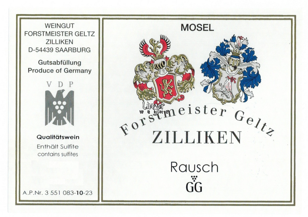 2022 Rausch Riesling Grosses Gewächs Weingut Forstmeister Geltz Zilliken Mosel Saar Ruwer