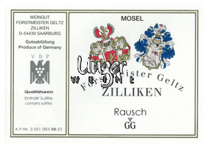 2022 Rausch Riesling Grosses Gewächs Weingut Forstmeister Geltz Zilliken Mosel Saar Ruwer