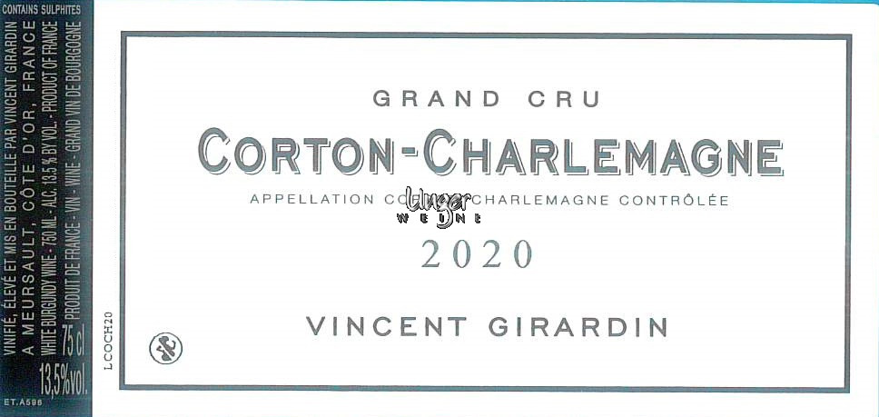 2021 Corton Charlemagne Grand Cru Girardin, Vincent Cote de Beaune