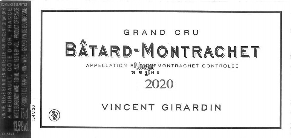 2021 Batard Montrachet Grand Cru Girardin, Vincent Cote de Beaune