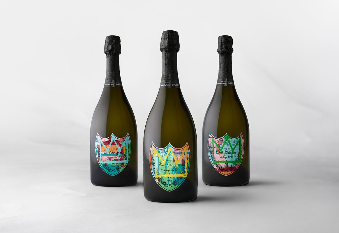 DOM PÉRIGNON Vintage 2015 - Special Edition Tribute to Jean-Michel Basquiat 3er Set (blue / yellow / green)