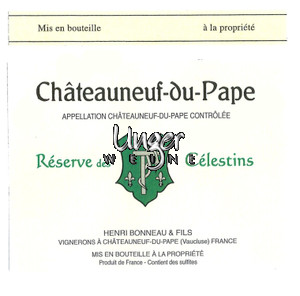 2016 Chateauneuf du Pape Reserve des Celestins Domaine Henri Bonneau Chateauneuf du Pape