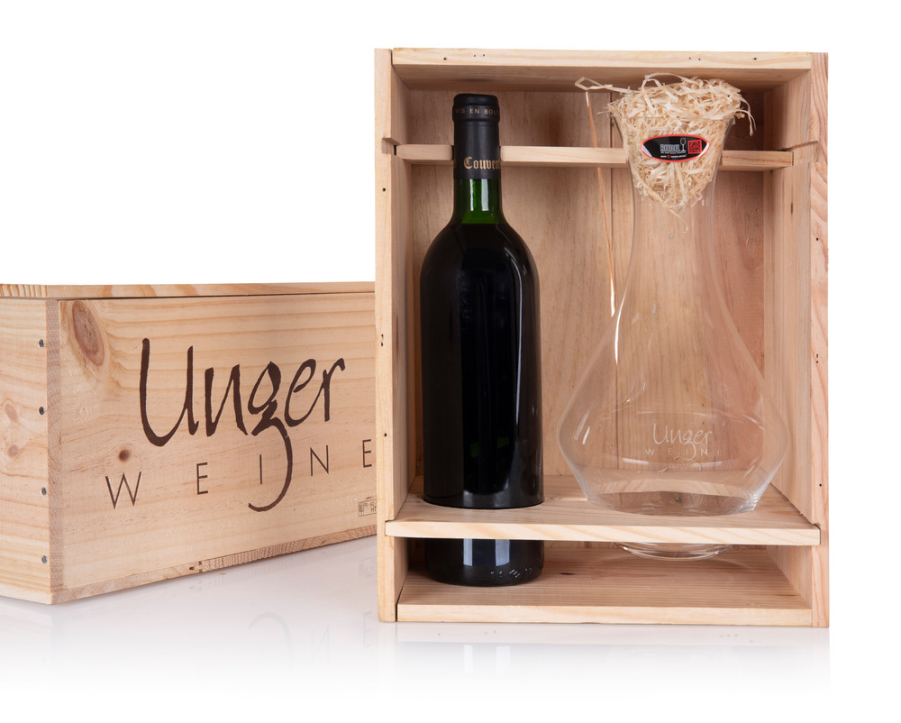 Unger Weine - 6er Bordeaux Holzkiste & Magnum Decanter Riedel