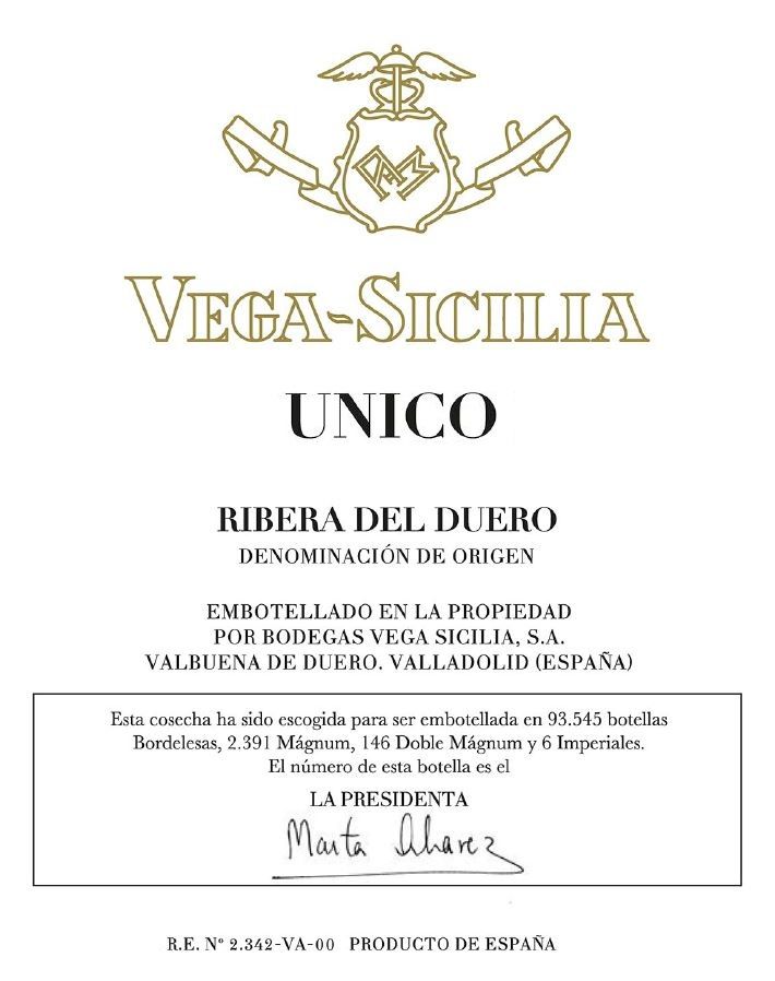 2015 Unico Vega Sicilia Ribera del Duero