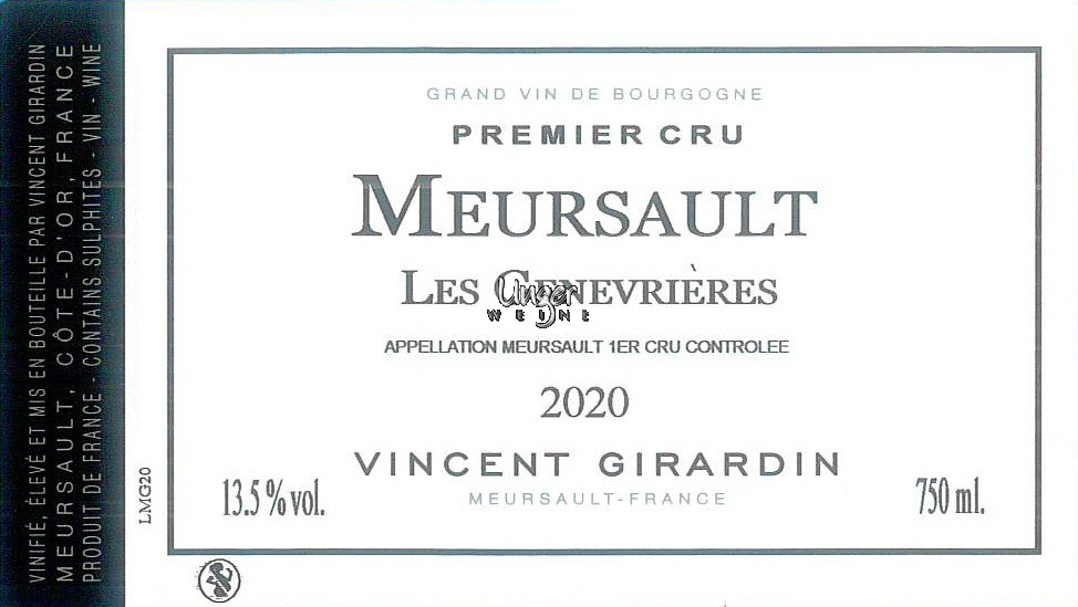 2021 Meursault Genevrieres 1er Cru Girardin, Vincent Cote de Beaune