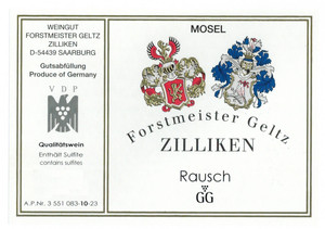 2022 Rausch Riesling Grosses Gewächs Weingut Forstmeister Geltz Zilliken Mosel Saar Ruwer