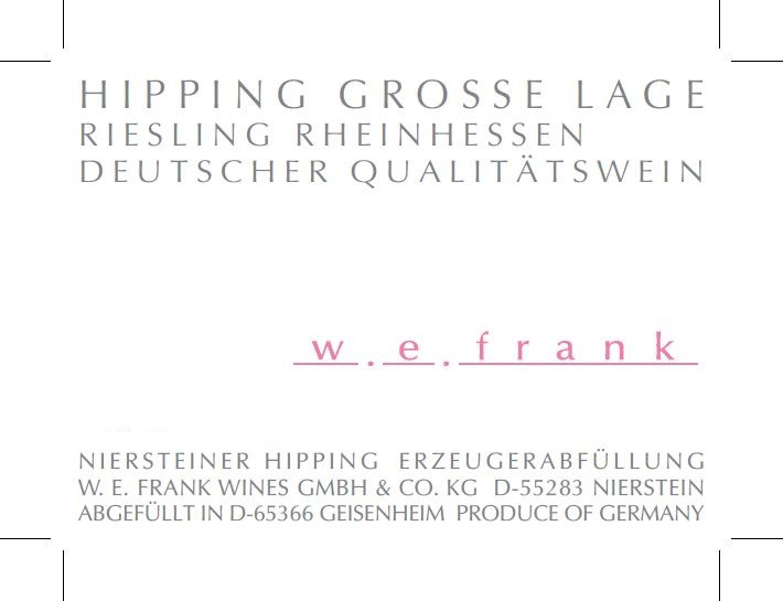 Weingut W.E. Frank - Riesling Hipping Grosse Lage 2018