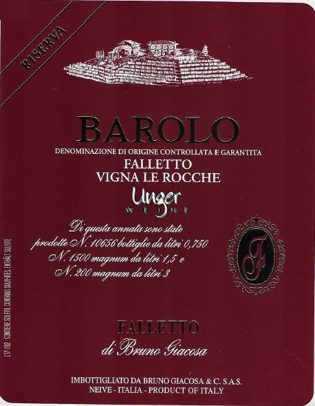 2014 Barolo Le Rocche Falletto Riserva Giacosa, Bruno Piemont