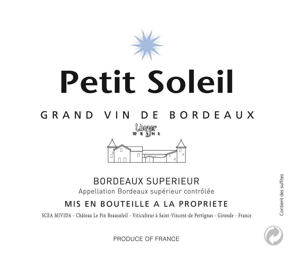 2019 Petit Soleil Chateau Le Pin Beausoleil Bordeaux Superieur