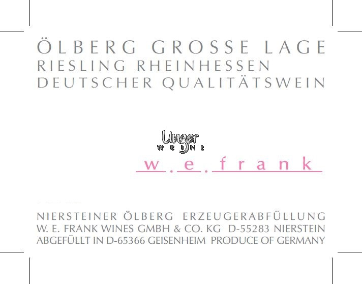 2016 Riesling Ölberg Grosse Lage Weingut W.E. Frank Rheinhessen