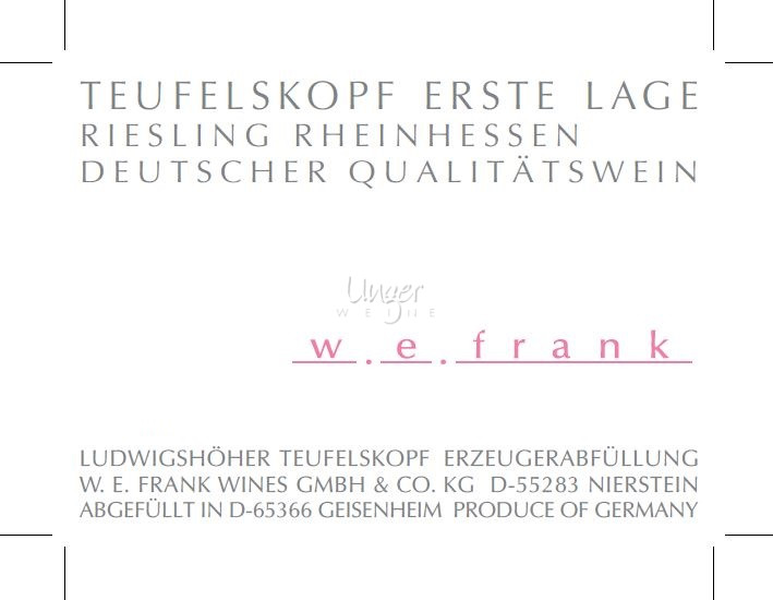 Weingut W.E. Frank - Riesling Ludwigshöher Teufelskopf Erste Lage 2018