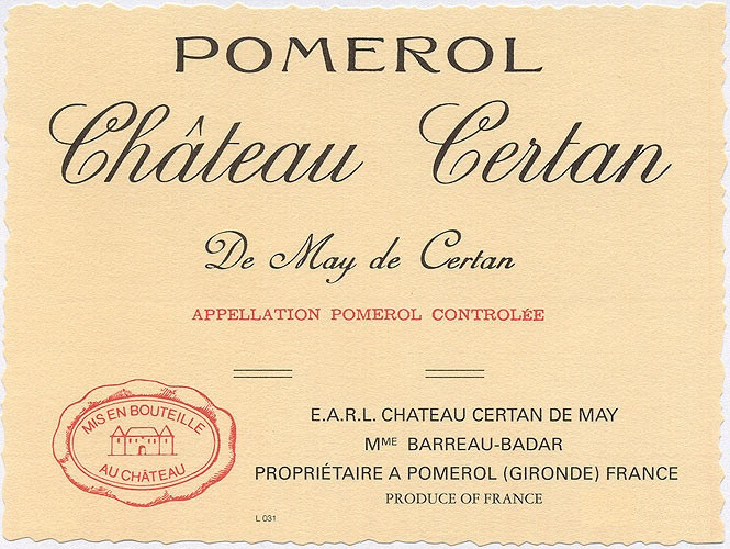 Chateau Certan de May 2004