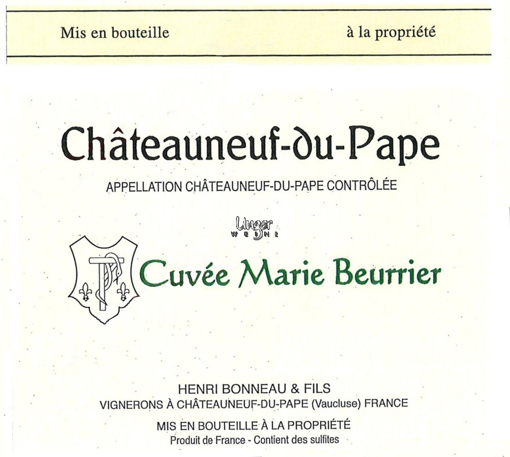 2016 Chateauneuf du Pape Cuvee Marie Beurrier Domaine Henri Bonneau Chateauneuf du Pape